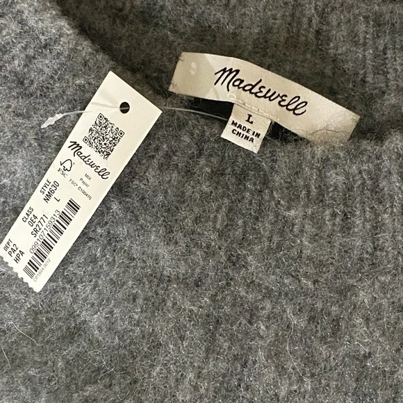 Madewell Brushed Argyle Grey Crewneck Sweater - Picture 5 of 7